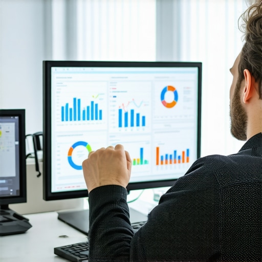 SEO expert reviewing citation and backlink data on a laptop with charts.