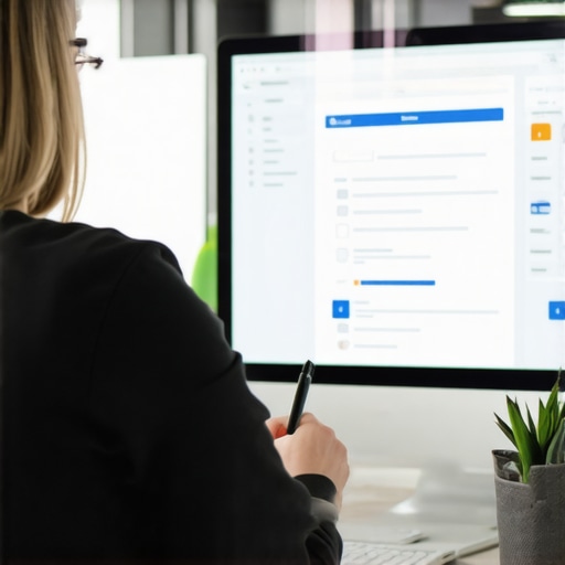 Business owner analyzing citation data on a laptop, optimizing local citations.