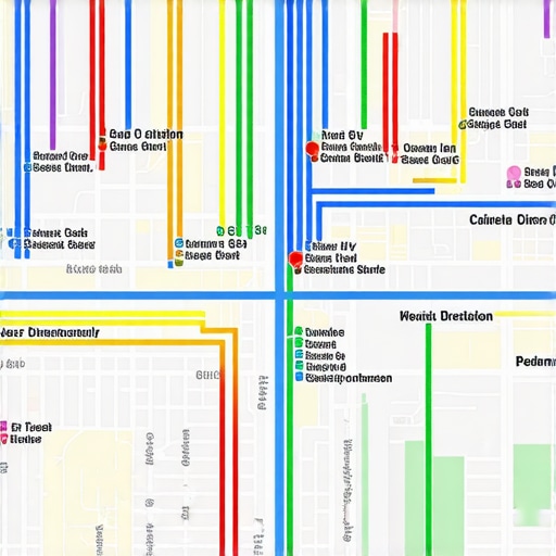 Map with multiple business citations highlighting local SEO strategies