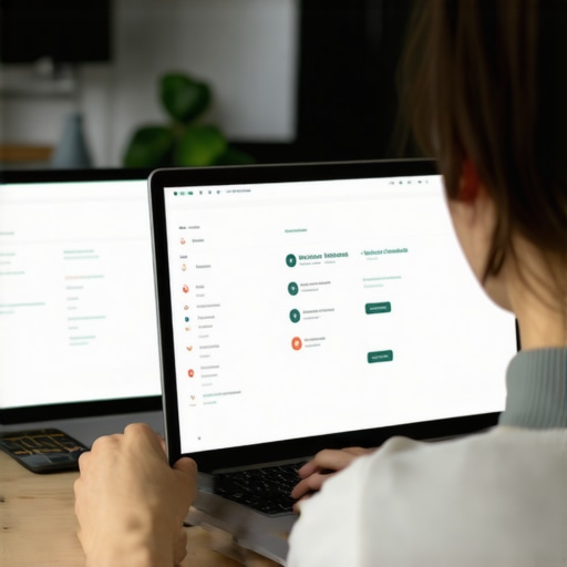 Person checking local citations on a computer to ensure consistency and accuracy.