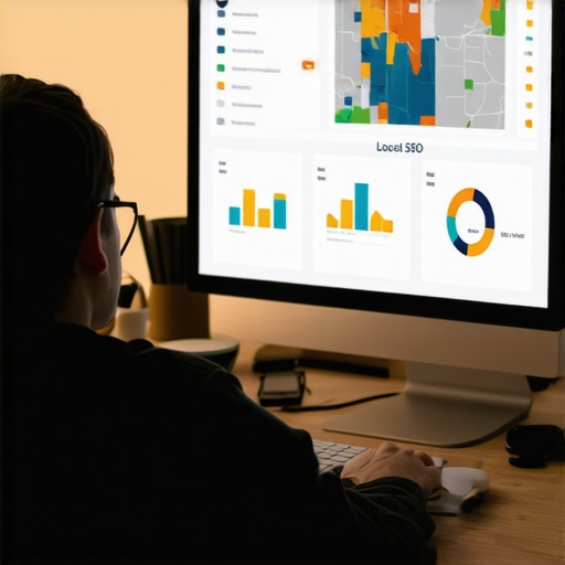 Person managing local SEO tools on computer for ongoing citation and backlink monitoring.
