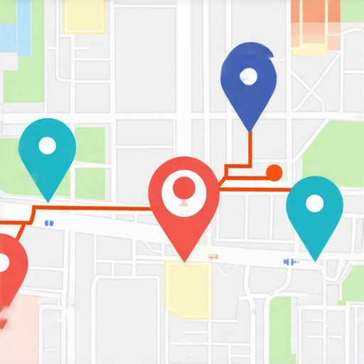 A visual representation of local citations and backlinks forming a trust network around a business on a map