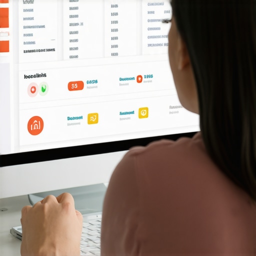 Person analyzing citation and backlink data on a computer for local SEO maintenance.