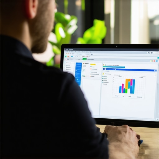 Business owner analyzing local citations and backlinks on a computer.