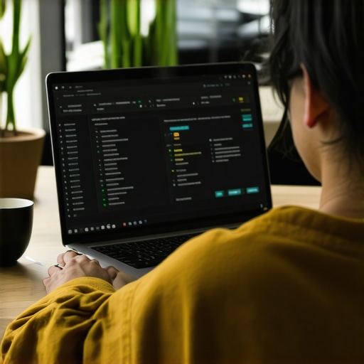 Person analyzing local citations with SEO software on laptop in office.