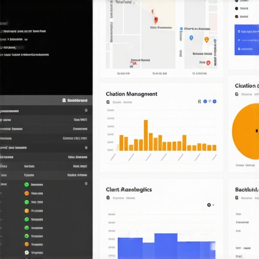 A workspace showing SEO tools like Google Maps dashboard, citation verification, and backlink profiles.