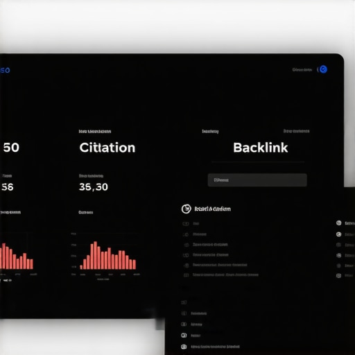 SEO dashboard with graphs and metrics tracking local citations and backlinks.