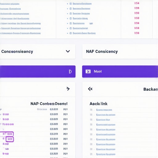 Screenshot of a local SEO tool showing citation consistency and backlink metrics.
