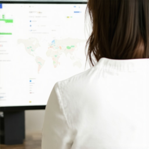 SEO specialist reviewing local citations and backlinks on a computer for map rankings.