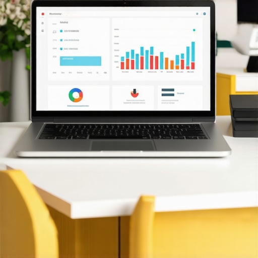 Laptop showing local SEO analytics and citation backlink graphs.