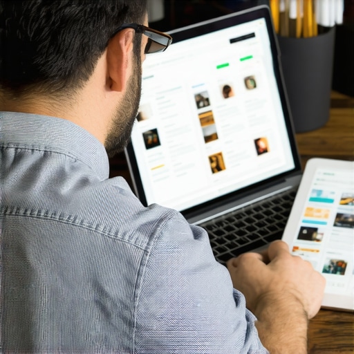 Person managing business listings on a computer to improve local SEO