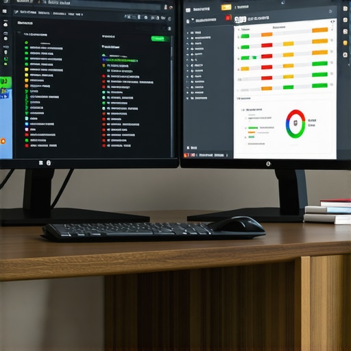 Person analyzing local citation and backlink data on computer monitors for map trust ranking.