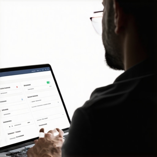 Business owner verifying data across different online directories on a laptop screen.